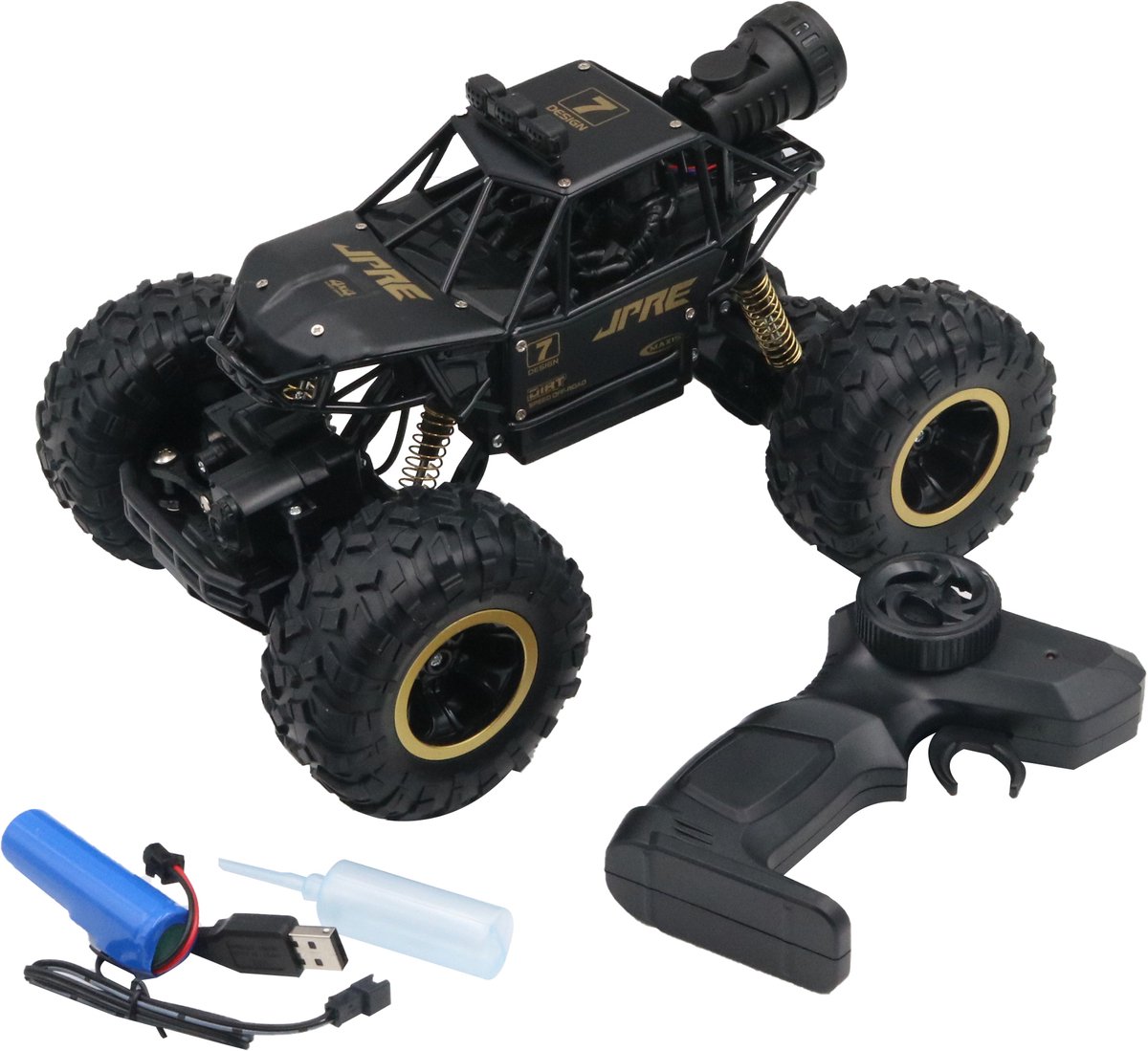 FUNFY 1:16 Rock Explorer RC Car Toy 4WD | Speelgoed Marvel | Zwart | Dual Motor, 4 Zachte Ophangingen, Mist Spray, Gripbanden, Robuuste Body & Oplaadbare Batterij | Kids Cadeau